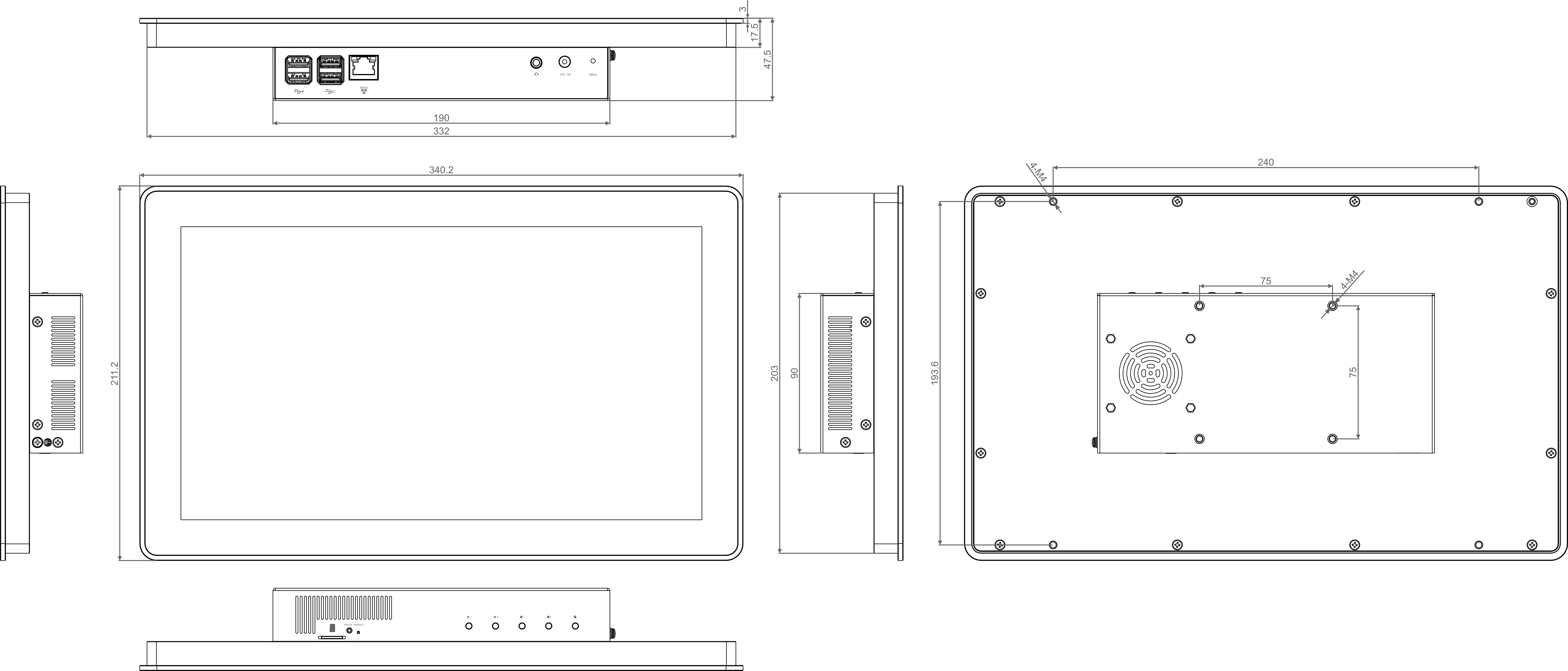 hmi3010-133c-dimension
