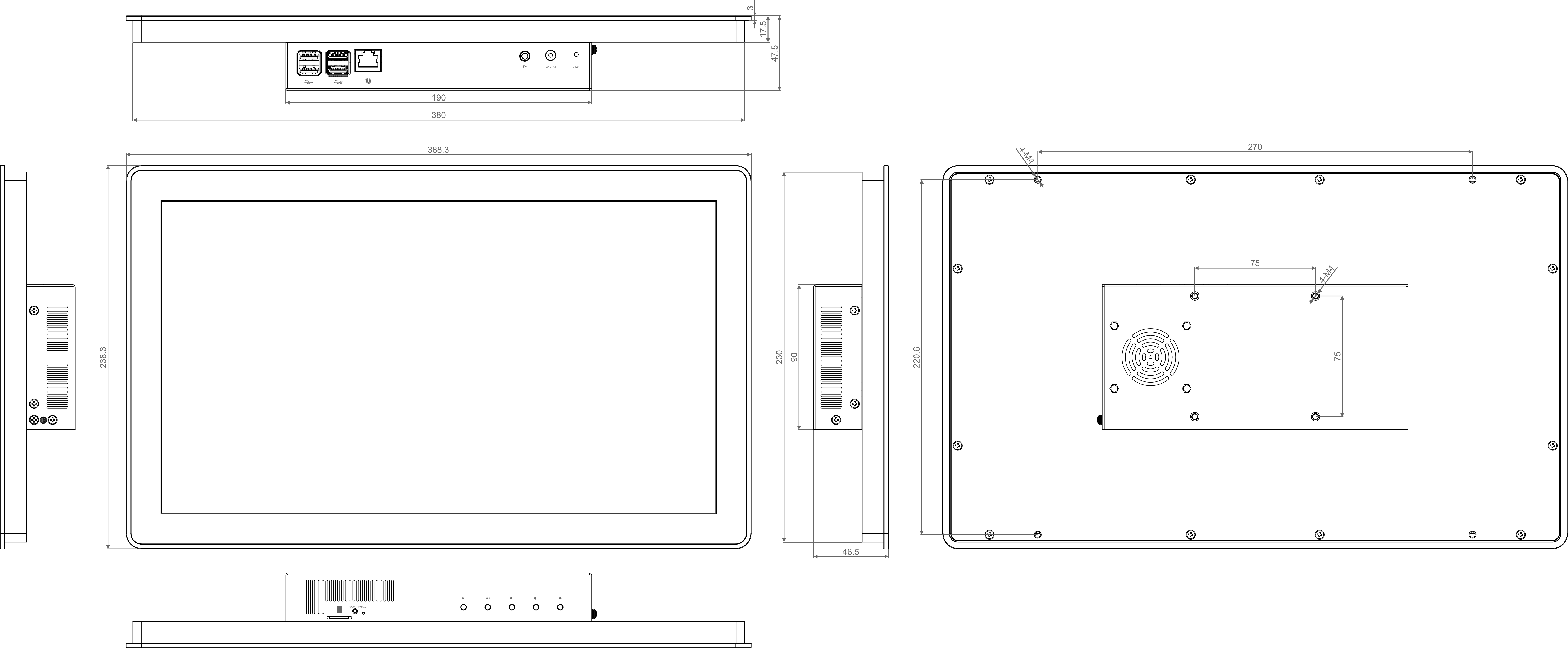 hmi3010-156c-dimension