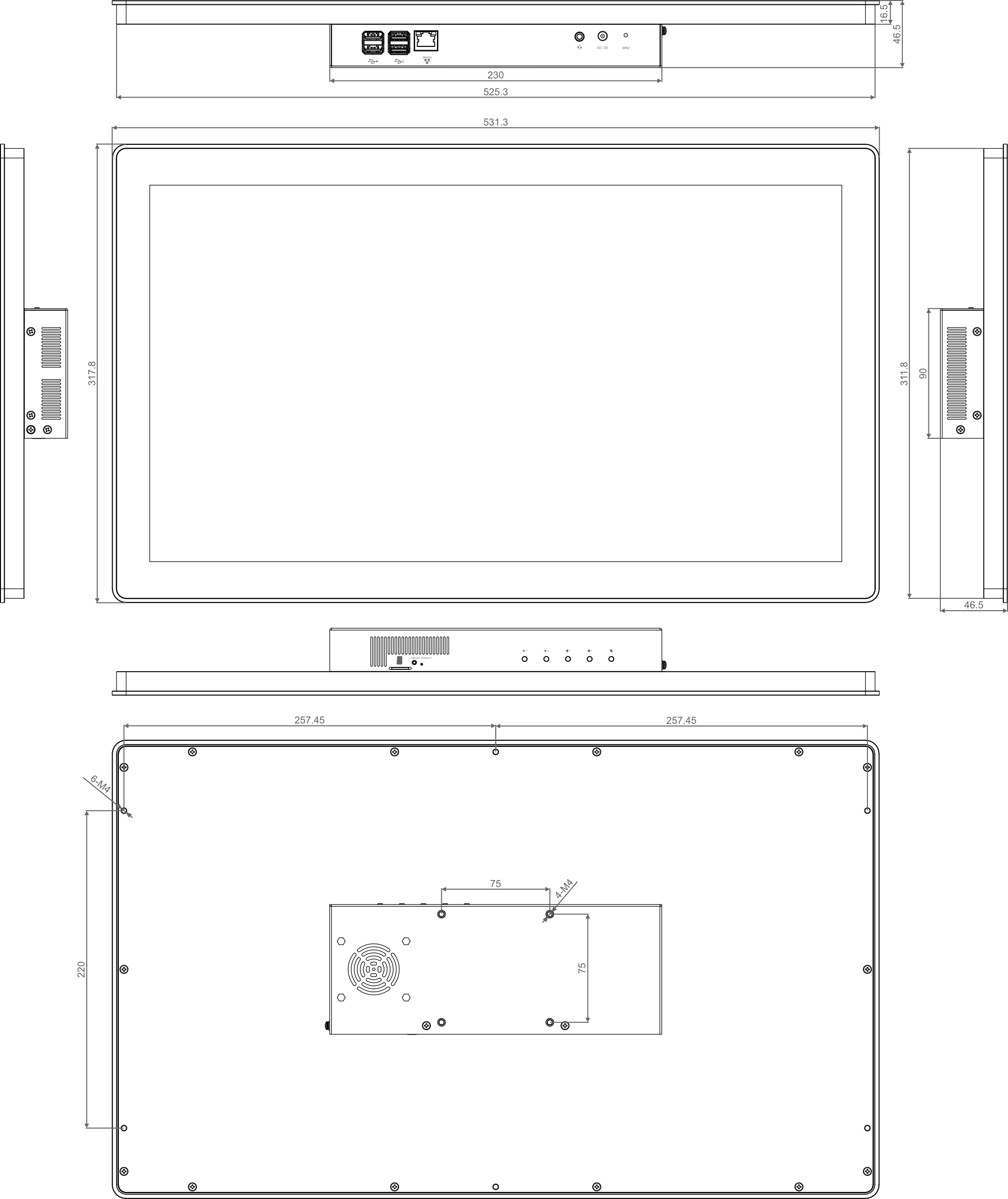 hmi3010-215c-dimension